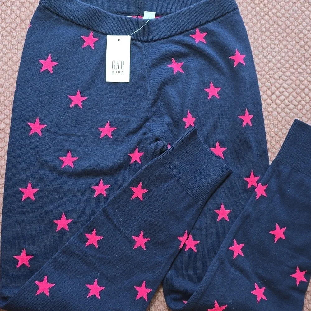 GAP Kids Dark Blue Leggings with Bright Pink Stars